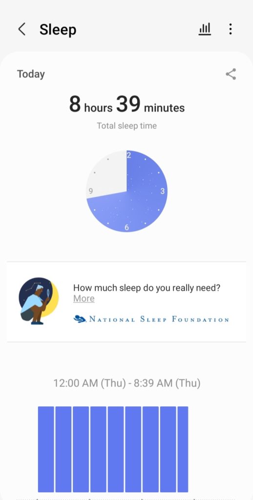 sleep tracking in samsung health app