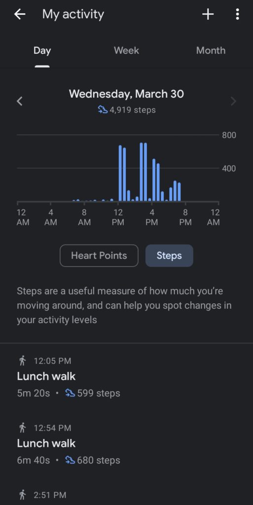 steps tracking on google fit