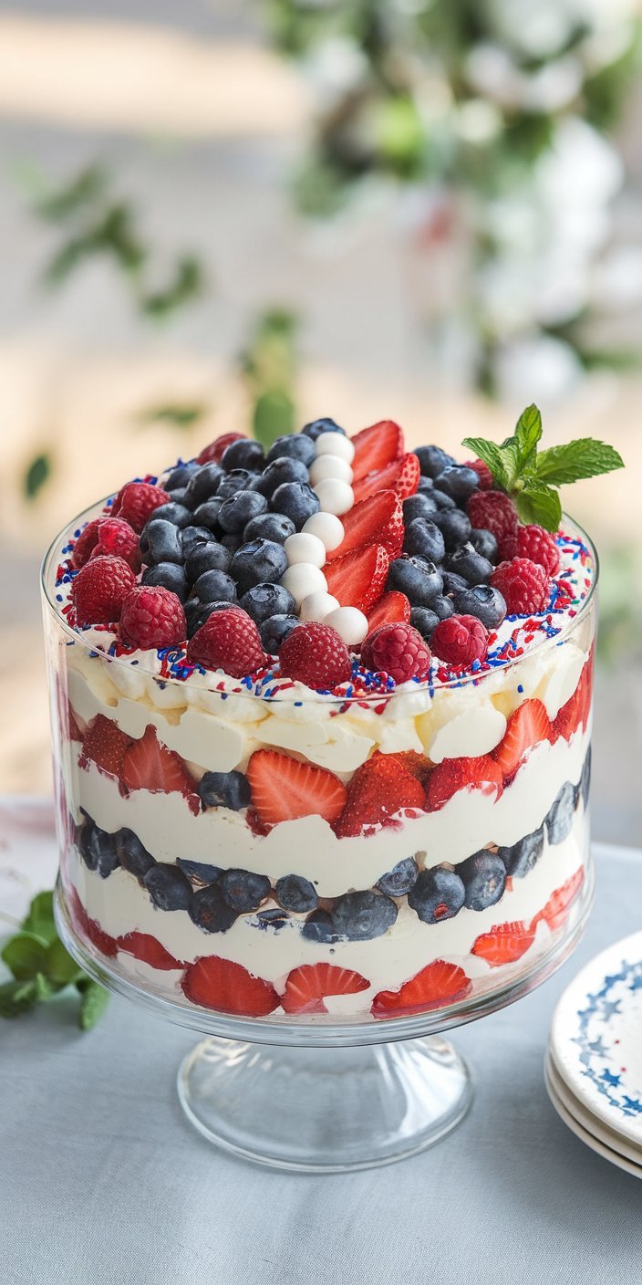 Star-Spangled Berry Trifle – A 4th of July Showstopper