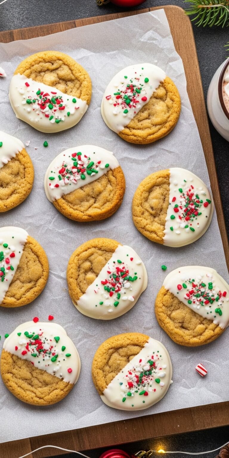 White Chocolate Dipped Chewy Maple Cookies for Christmas