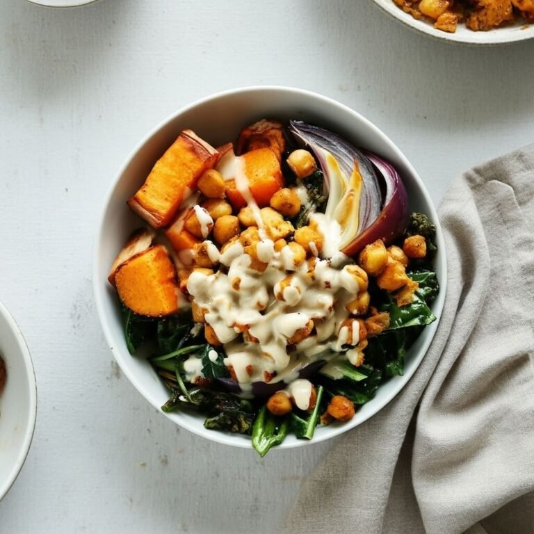 Roasted Sweet Potato Buddha Bowl with Creamy Tahini Dressing