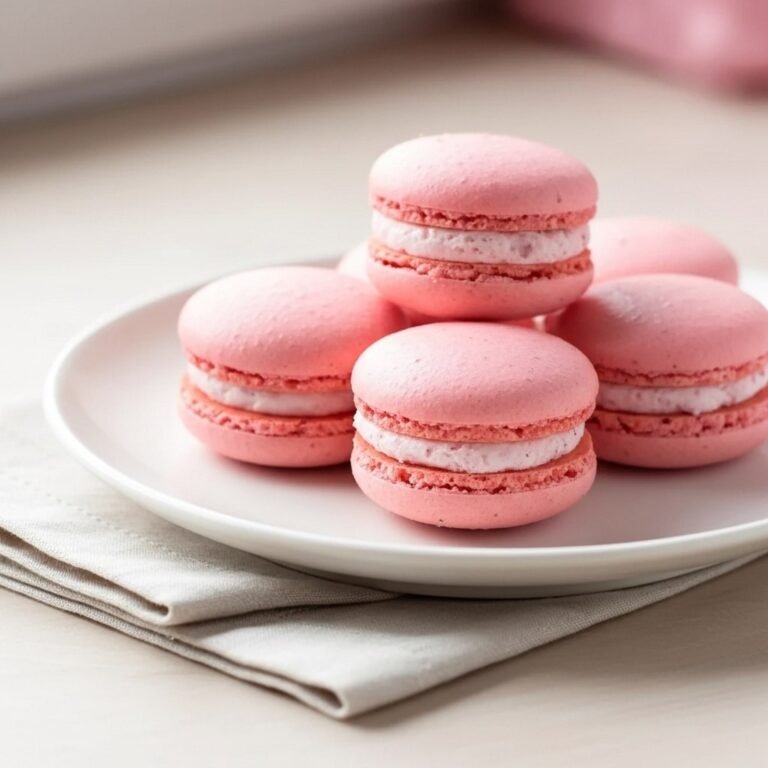 Delicate Homemade Strawberry Macarons with Creamy Filling