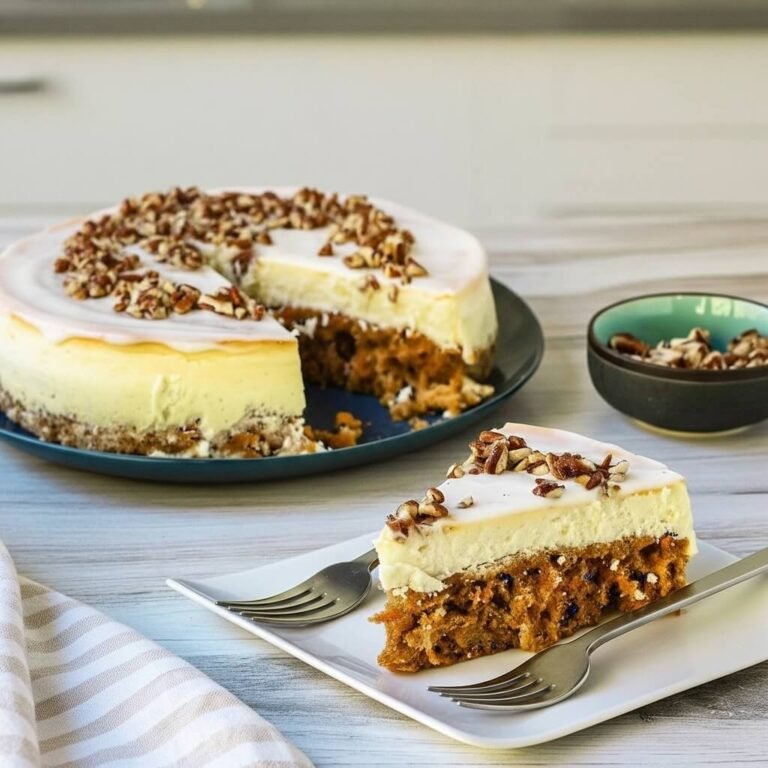 Creamy Carrot Cake Cheesecake with Classic Cream Cheese Swirl
