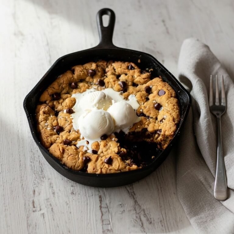 Warm & Gooey Chocolate Chip Skillet Cookie (Easy One-Pan Dessert)
