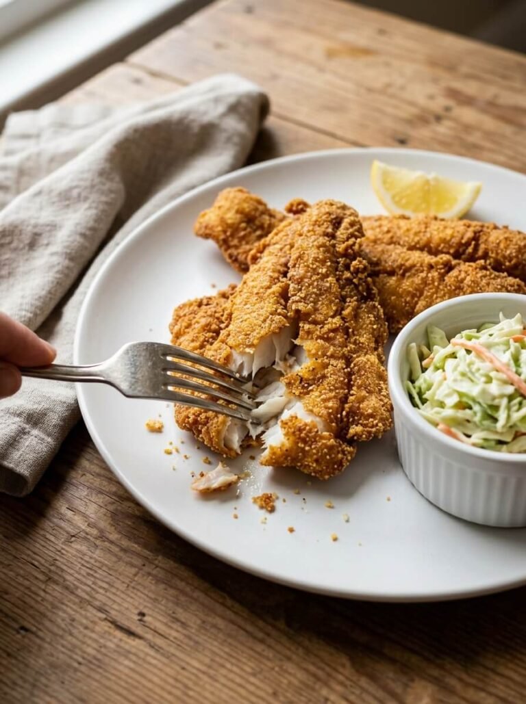 Crispy Southern Fried Catfish with Creamy Coleslaw