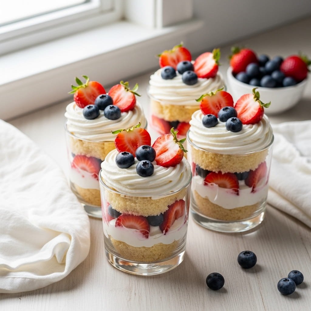 Patriotic Strawberry Shortcake Cups for a Festive 4th of July Dessert