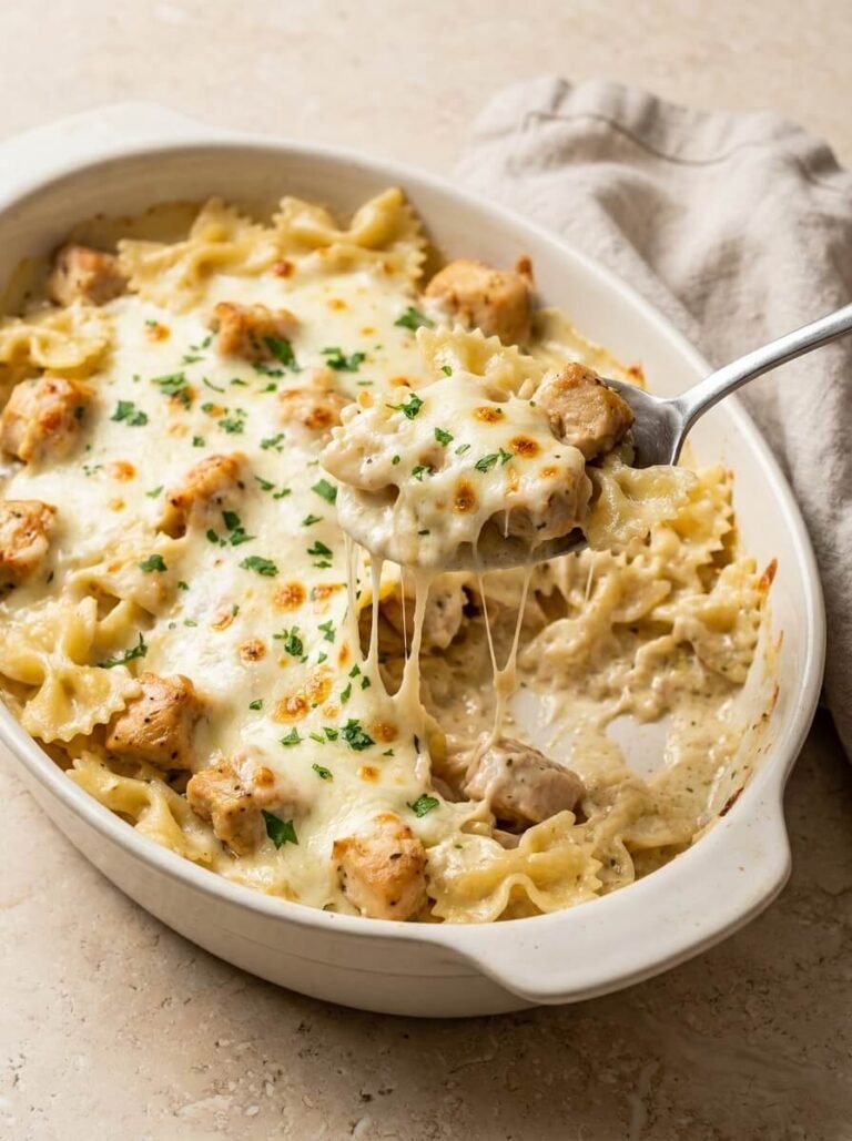 Creamy Buttery Herb Chicken Bowtie Pasta Bake