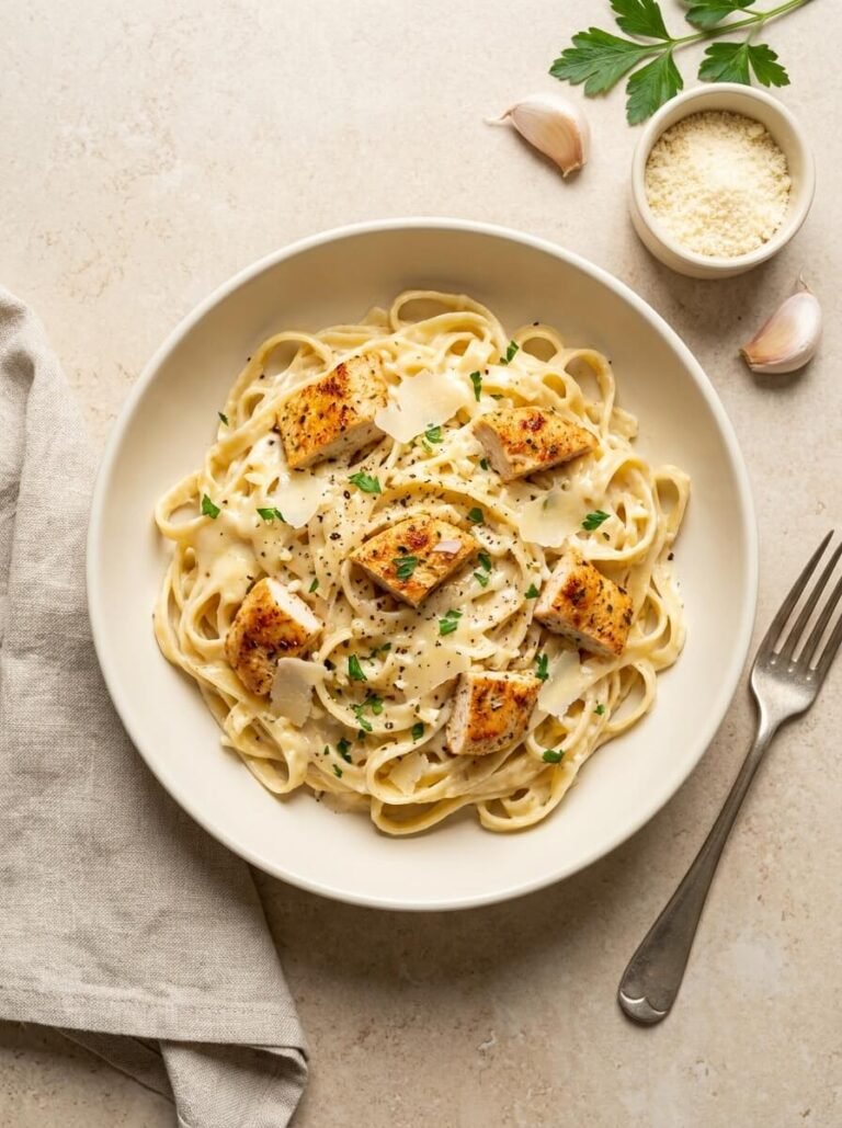Creamy Garlic Chicken Pasta with Parmesan Sauce