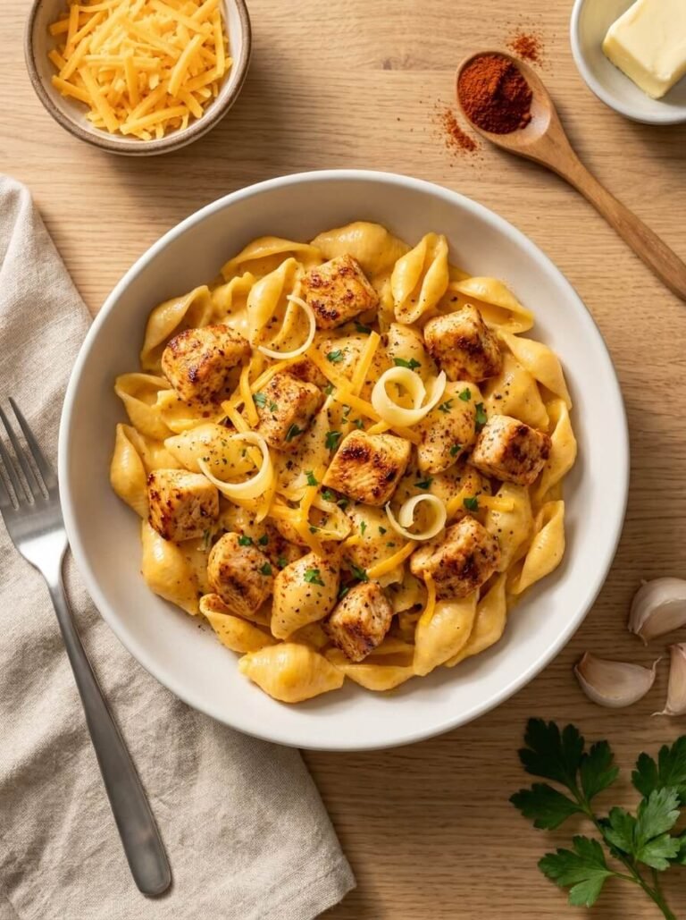 Creamy Smoked Paprika Chicken Shells with Cheese Sauce