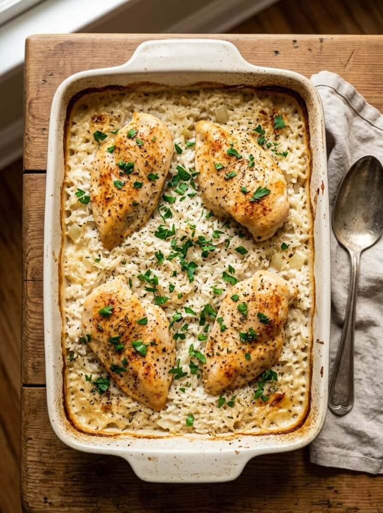 Old-Fashioned Creamy Chicken and Rice Casserole