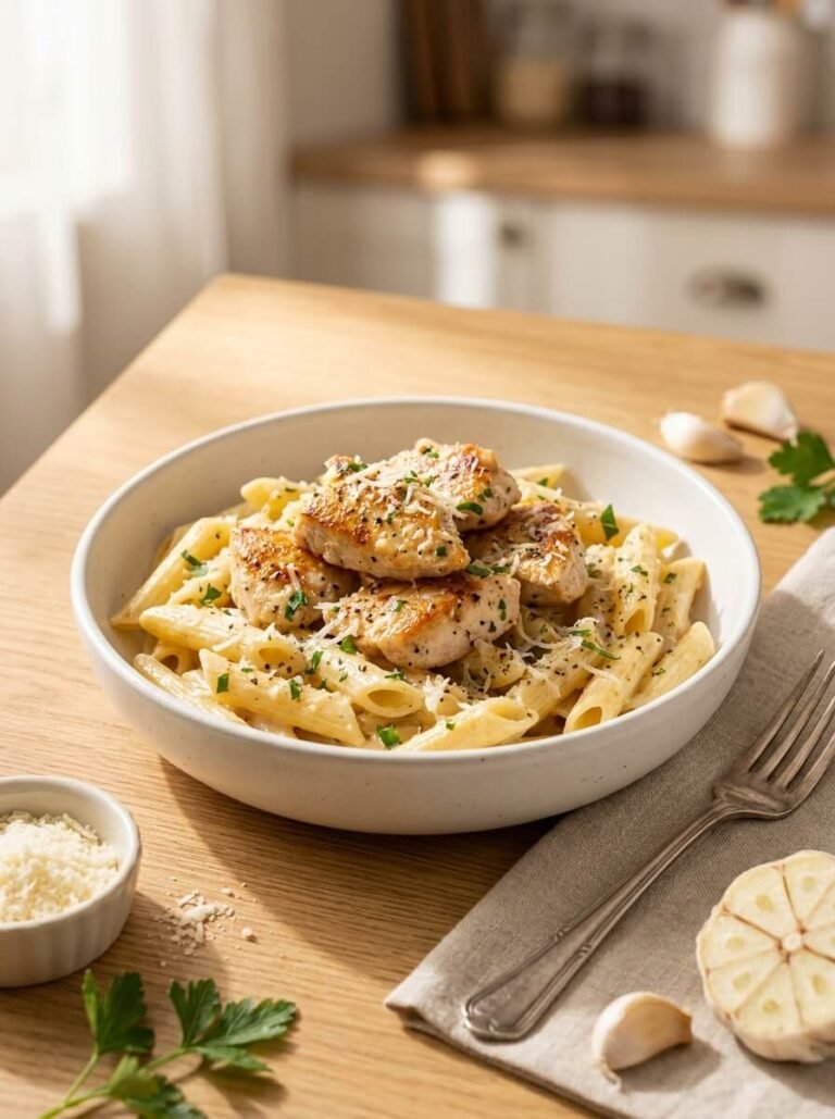 4-Ingredient Garlic Chicken Pasta – The Ultimate Easy Weeknight Dinner