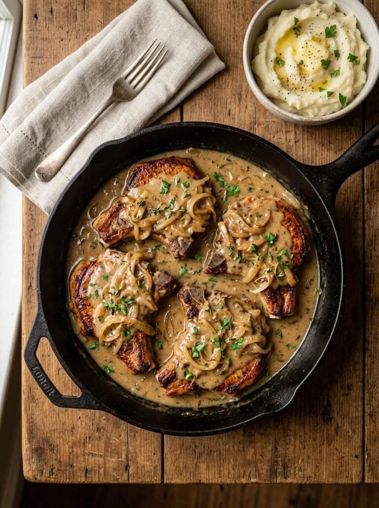 Southern-Style Smothered Pork Chops with Creamy Onion Gravy