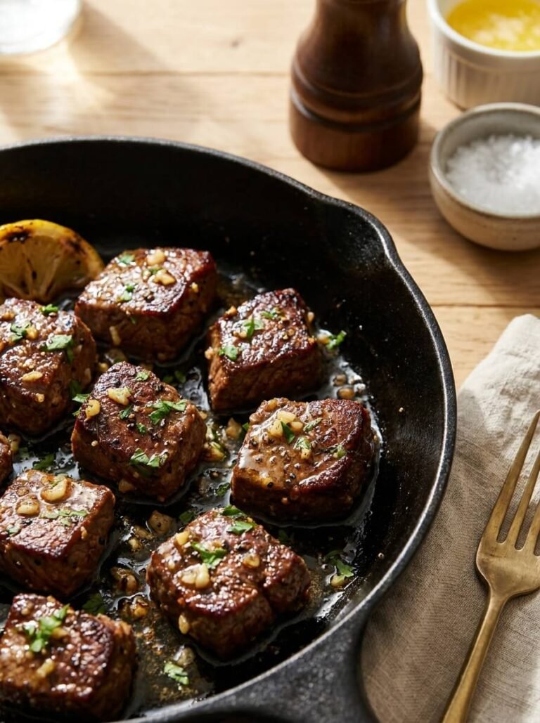 20-Minute Garlic Butter Steak Bites Skillet