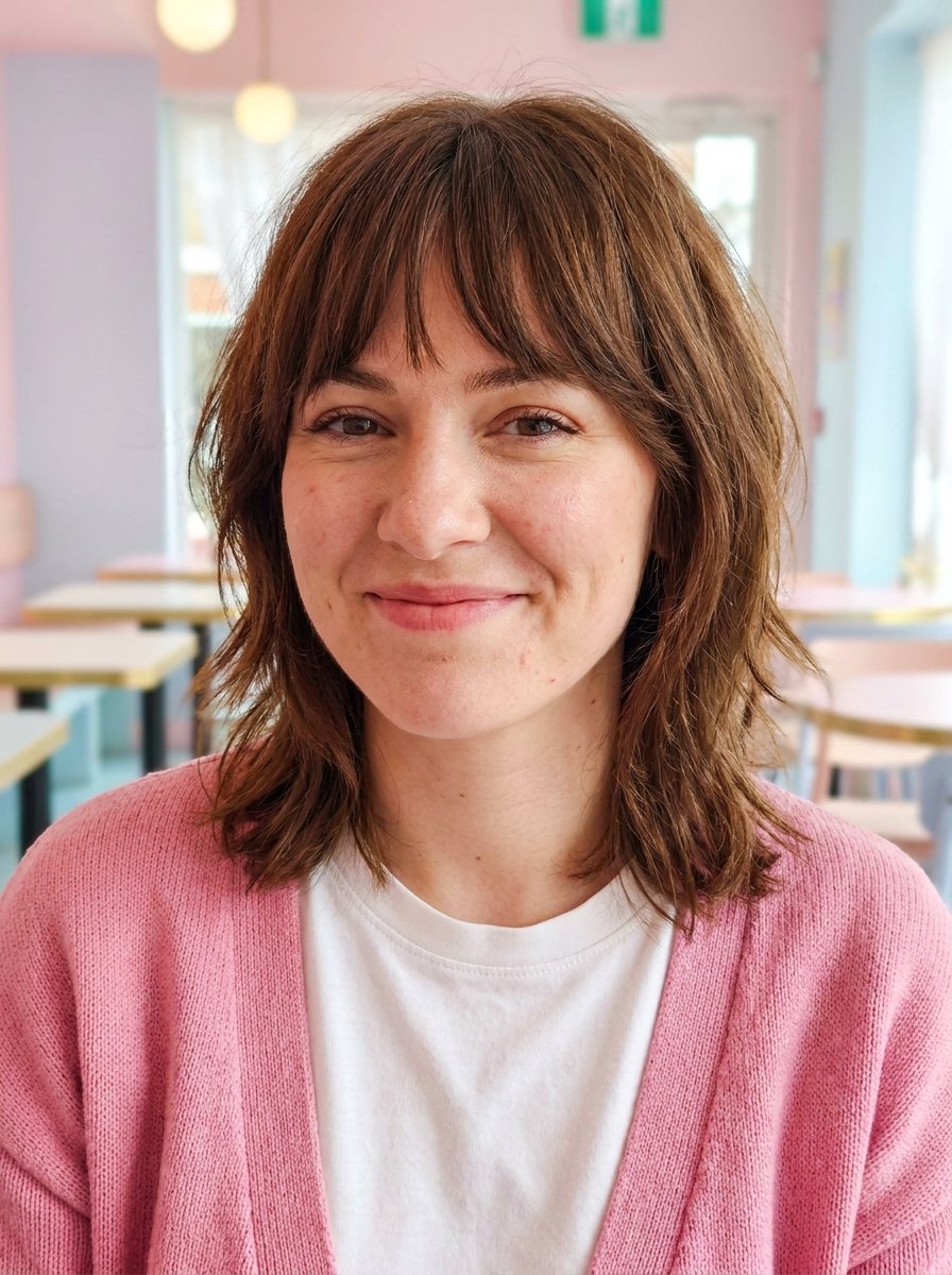 Grown-In Wolf Cut With Curtain Bangs: 15 Soft Looks